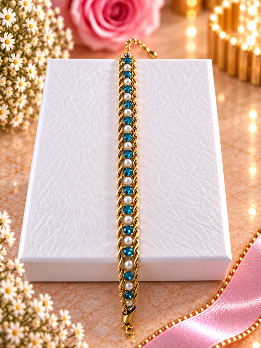 BRACELET LOUISA DORE BLEU