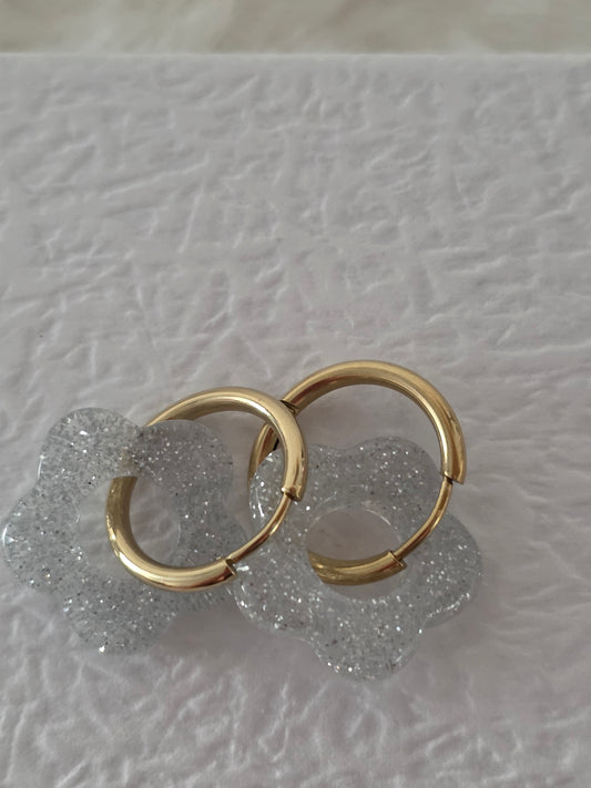 BOUCLES D'OREILLES JULIE BLANC PAILLETE
