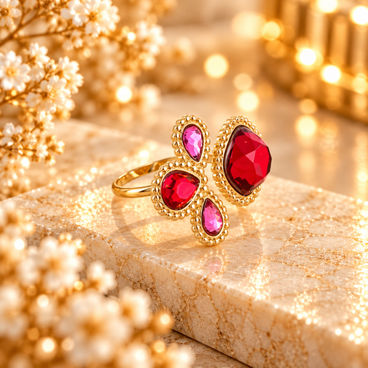 BAGUE TABATA ROUGE PATE DE VERRE