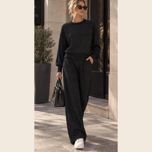ENSEMBLE LUREX AVEC STRASS NOIR