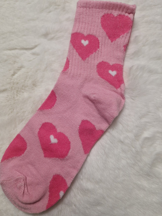 CHAUSSETTES COEURS ROSES