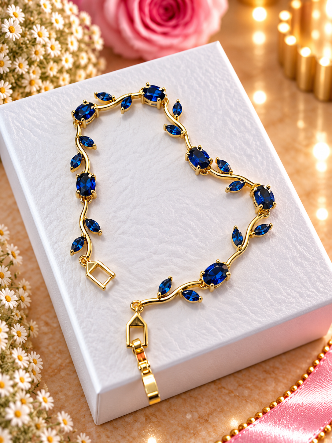 BRACELET NOEMIE DORE BLEU