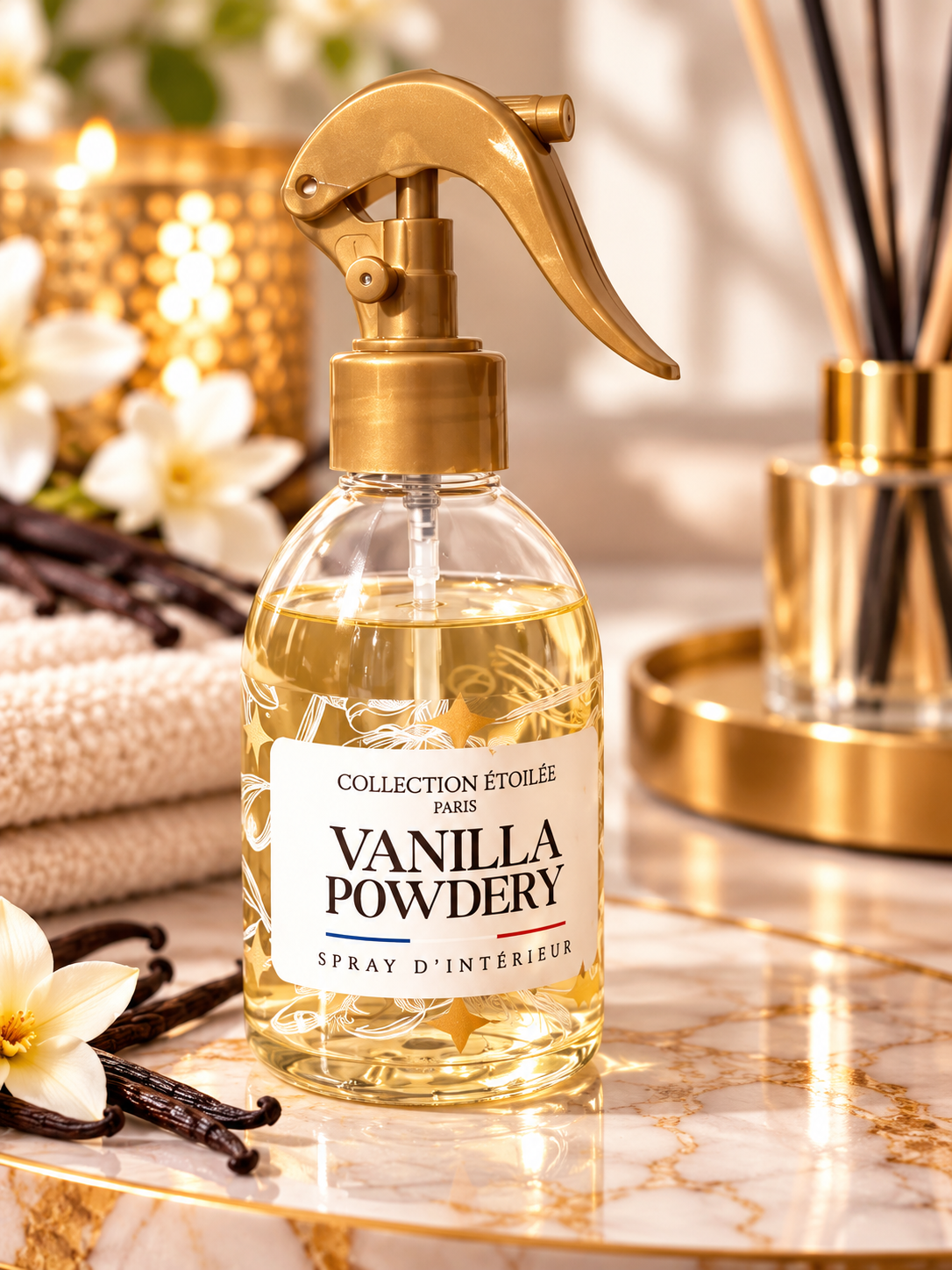SPRAY D'AMBIANCE MAISON TISSU ET VOITURE VANILLA POWDERY 250ML