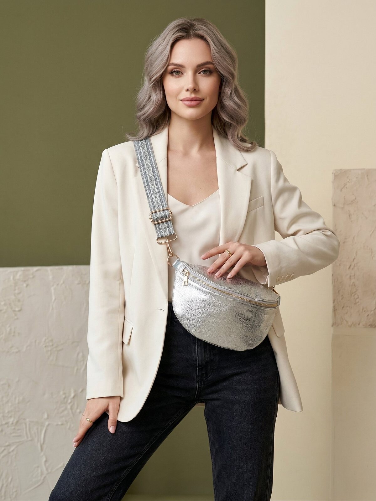 SAC BANANE ARGENT